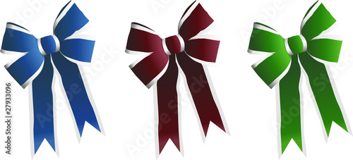 Weihnachtliche Geschenkschleife in verschiedenen Farben