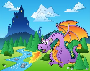 Canvas Print - Fairy tale image with dragon 1