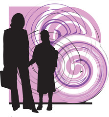 Wall Mural - Mom & Daughter illustration