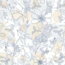 Seamless Soft Floral Background; Vector Illustration