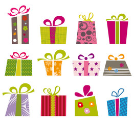 Retro collection of gift boxes