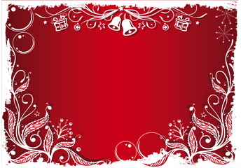 Fototapete - Weihnachten, Hintergrund, Stechpalme, rot, weiß