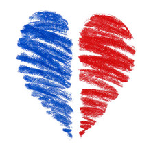 Red And Blue Drawing Of A Heart