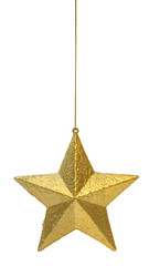 golden christmas decoration star isolated on white background