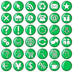 Wall Mural - green buttons and icons for web