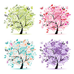 Aufkleber - Set of floral trees beautiful for your design