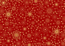 Many Gold Stars And Snowflakes On A Claret Background
