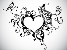 Vector Heart Frame With Butterfly