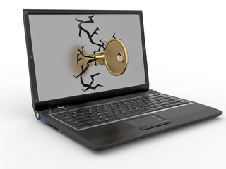 Poster - Password hacked. Key in laptop