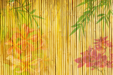 Lotus And Bamboo Background .