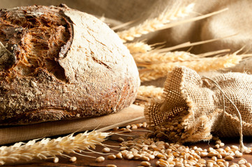 Wall Mural - Close-up on traditional bread. Shallow DOF