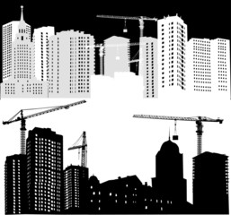 Wall Mural - black and white city building