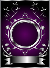 Sticker - Abstract Silver and Purple Floral Vector Design