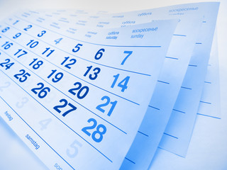 Fototapete - Blue toned calendar page