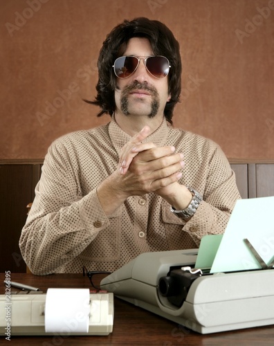 Fotografia, Obraz mustache retro businessman vintage office