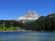 Italy beauty, Dolomites Misurina lake under Tre Cime mount