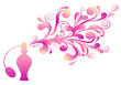 perfume bottle with floral scent, vector
