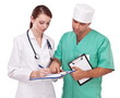 © volff - Doctors completing on medical card.