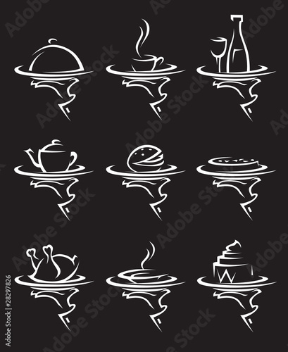 Nowoczesny obraz na płótnie set of nine restaurants icons