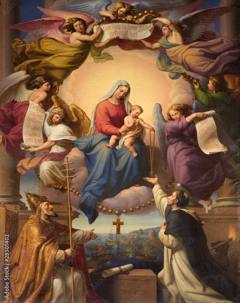 Święta Maria i mały Jezus z wiedeńskiego kościoła - obrazy, fototapety, plakaty 