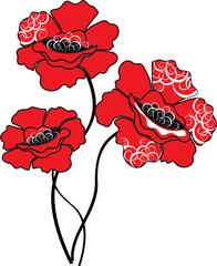 Wall Mural - Red poppy flowers - vector illustration