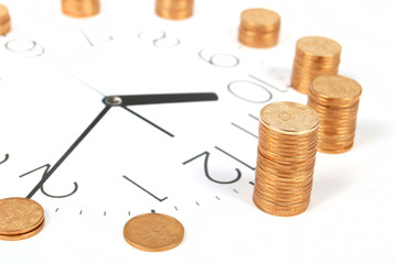 Wall Mural - Clock and coins