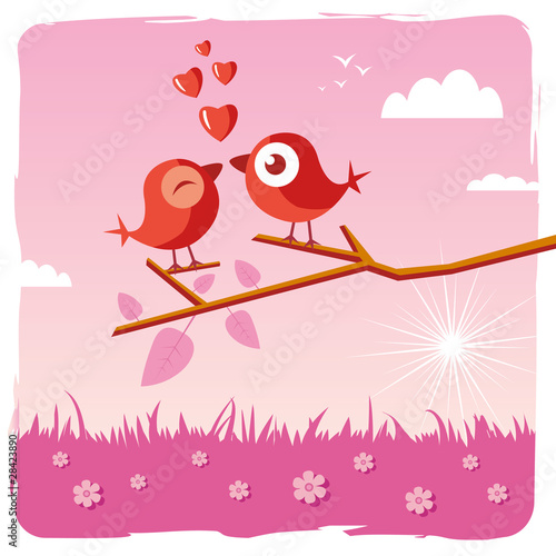 Foto-Flächenvorhang ohne Schienensystem - Love bird - Valentine's day (von sharpnose)