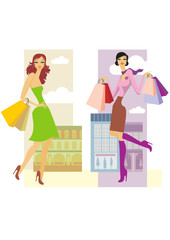 Wall Mural - Shopping girls