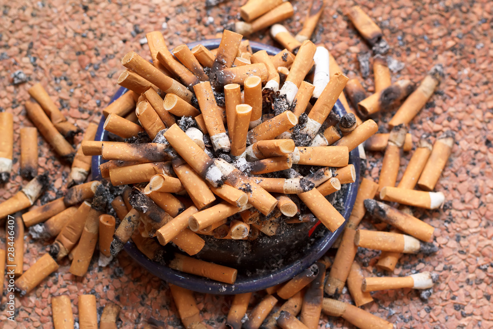 ashtray filled with cigarettes in the Cigarette ashtray full of cigarette ash on the table 66153760 Stock Photo at Vecteezy Overflowing ashtray with extinguished cigarettes