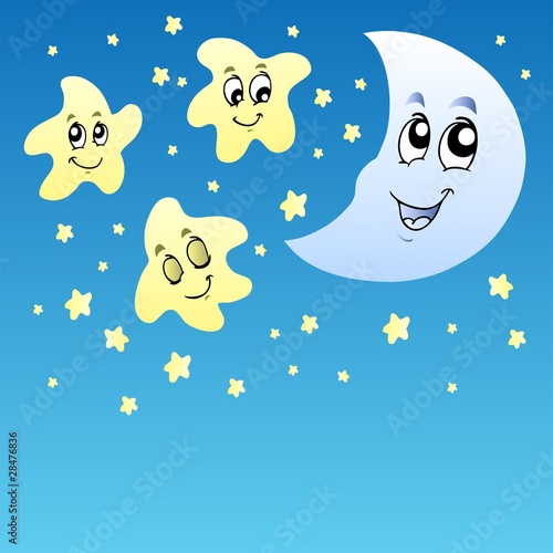 Jalousie-Rollo - Night sky with cute stars and Moon (von Klara Viskova)
