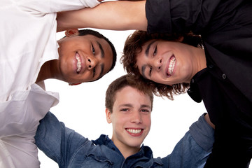 three young man of different colors