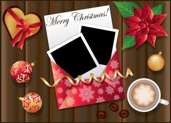 Wall Mural - Christmas card with two framework for photo. vector