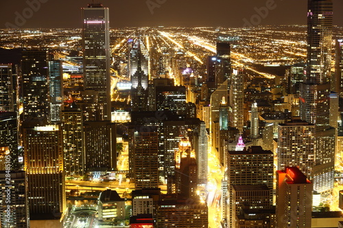 Board z aluminiowym obramowaniem Zobacz do centrum Chicago / USA z wysokiej powyżej w nocy