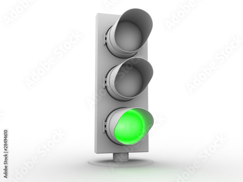 conceptual white traffic light with a green light Poster