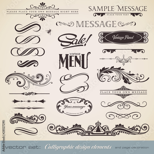 Naklejka na szybę vector set: calligraphic elements and page decoration (3)