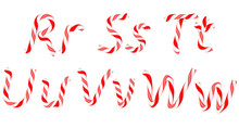 Candy Cane Font R - W Letters Isolated