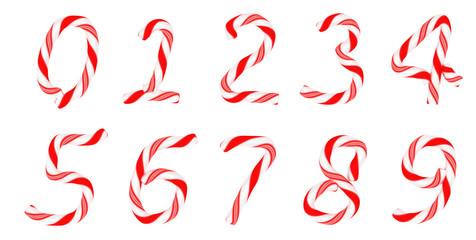 Wall Mural - Candy cane font 0-9 numerals