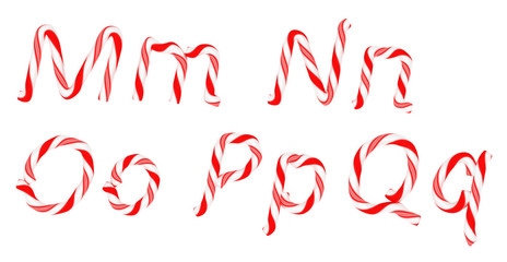 Wall Mural - Candy cane font M - Q letters isolated