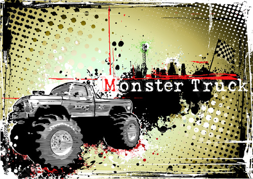 Naklejka dekoracyjna monster truck horizontal poster