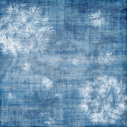 Fototapeta na wymiar Dandelions over blue