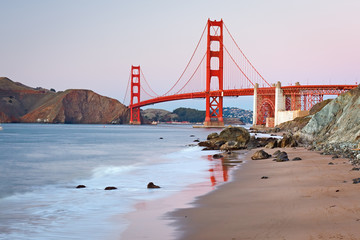 Canvas Print - Golden Gate Bridge after sunset, San Francisco