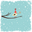Christmas, Birthday or New Year postcard with bird