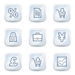 Wall Mural - E-business  web icons, white glossy buttons