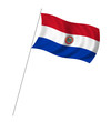Flag of Paraguay with pole flag waving over white background