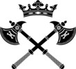 fantasy axes and crown. stencil