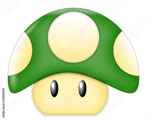 Photo  Green Cartoon Mushroom