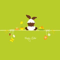 Poster - Easter Bunny Wearing Broken Eggshells & Symbols