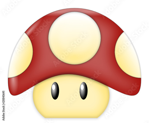 Red Cartoon Mushroom Canvas Print