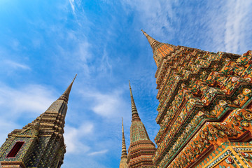 Wall Mural - three tip of ancient stupa decorated by porcelain in tilt angle