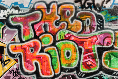 Obraz na płótnie canvas dwuczęściowy "dyptyk" Abstrakcyjne fragment graffiti na teksturą ściany z cegieł
